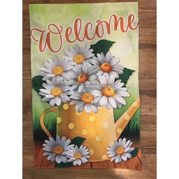 Garden Flag 12x18in Welcome Double sided Polyester daisies - Picture 1 of 1
